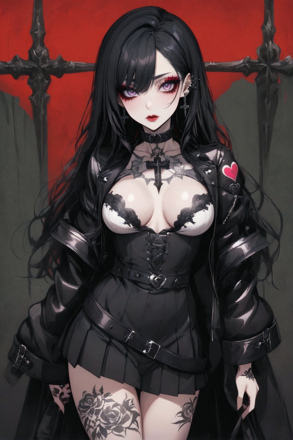 Gothic punk girl,  smooth skin,  tousled black hair by kagenari  on Tensor.Art