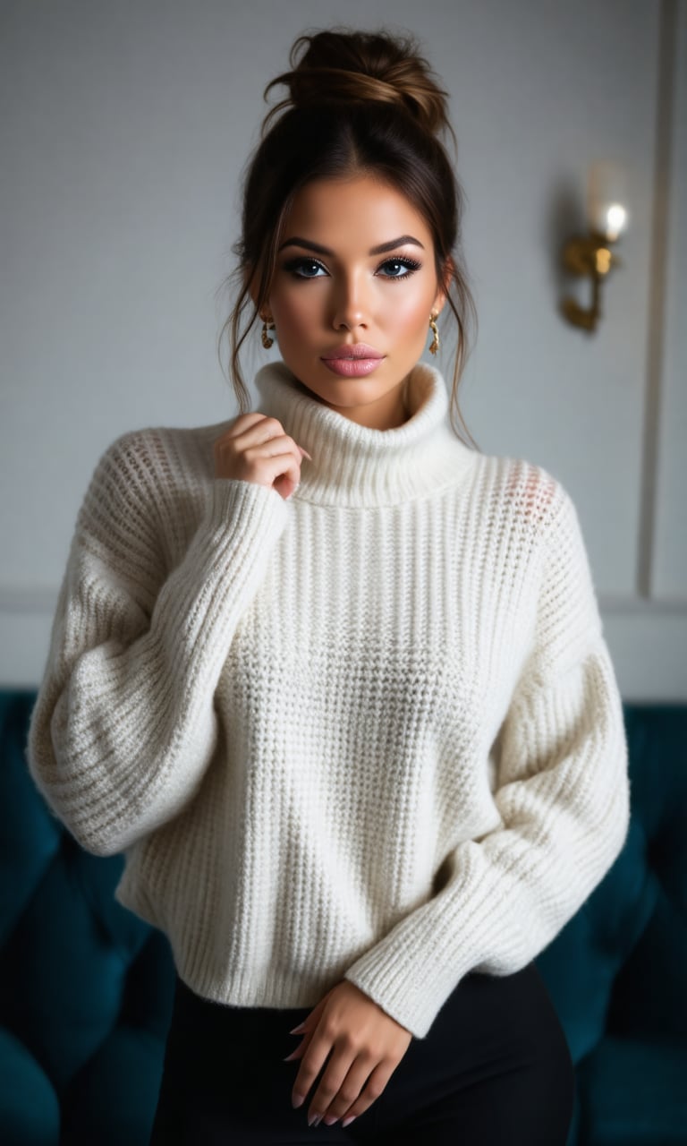 A gorgeous babe,  turtleneck_sweater by 40478481547733 on Tensor.Art