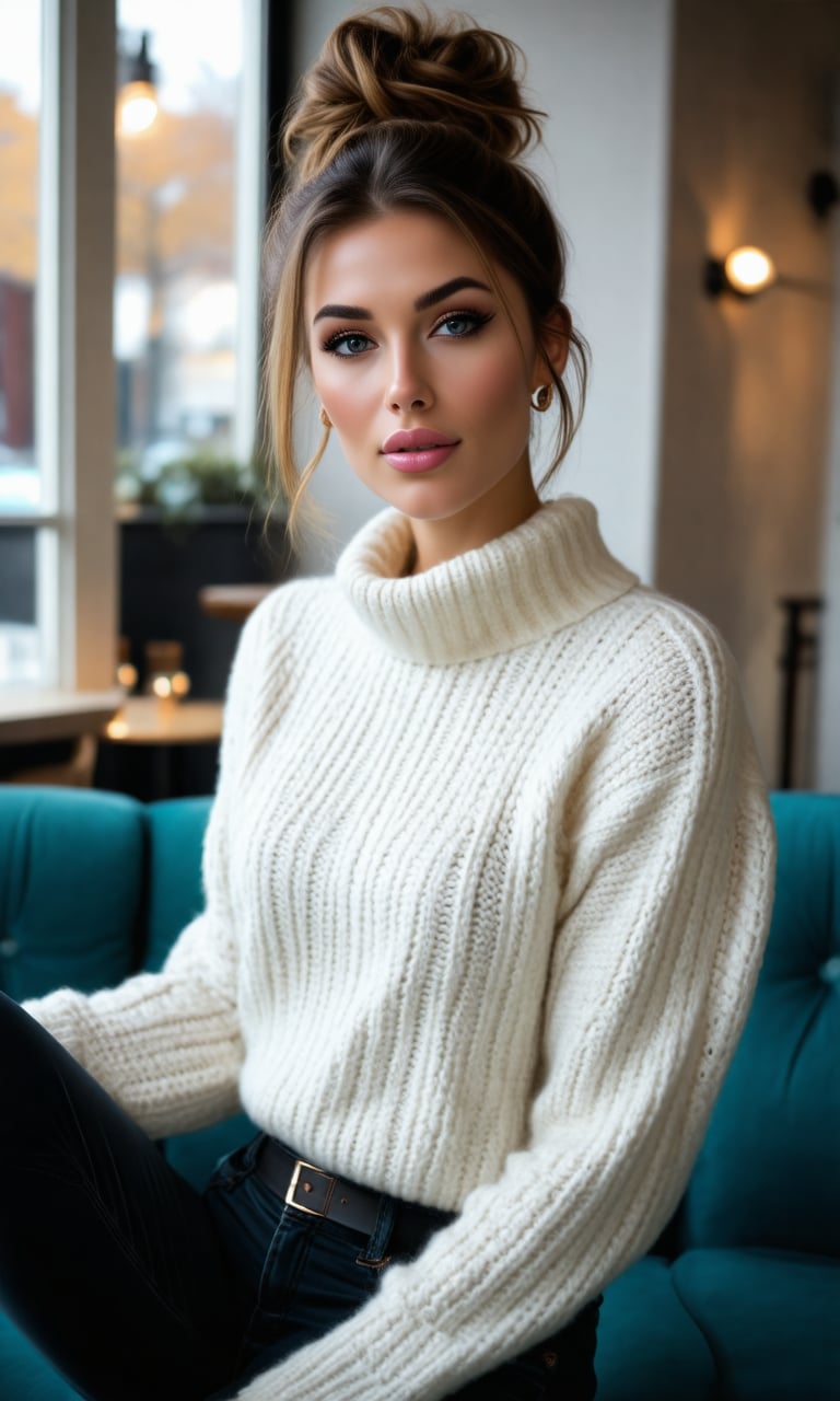 A gorgeous babe,  turtleneck_sweater by 40478481547733 on Tensor.Art