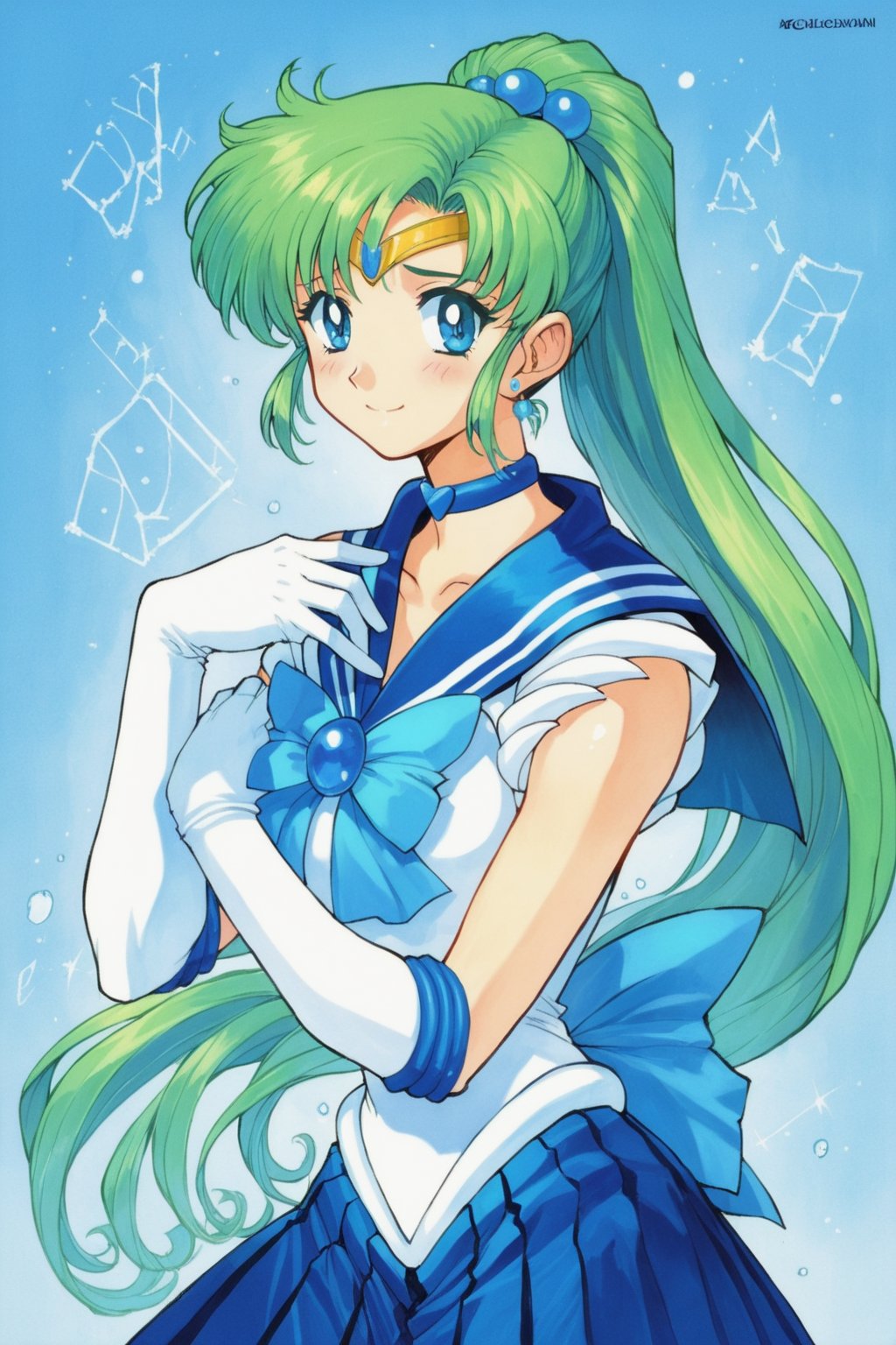 Sailor mercury ,  blue Sailor collar ,  blue pleated skirt by user_669393743098450127 on Tensor.Art