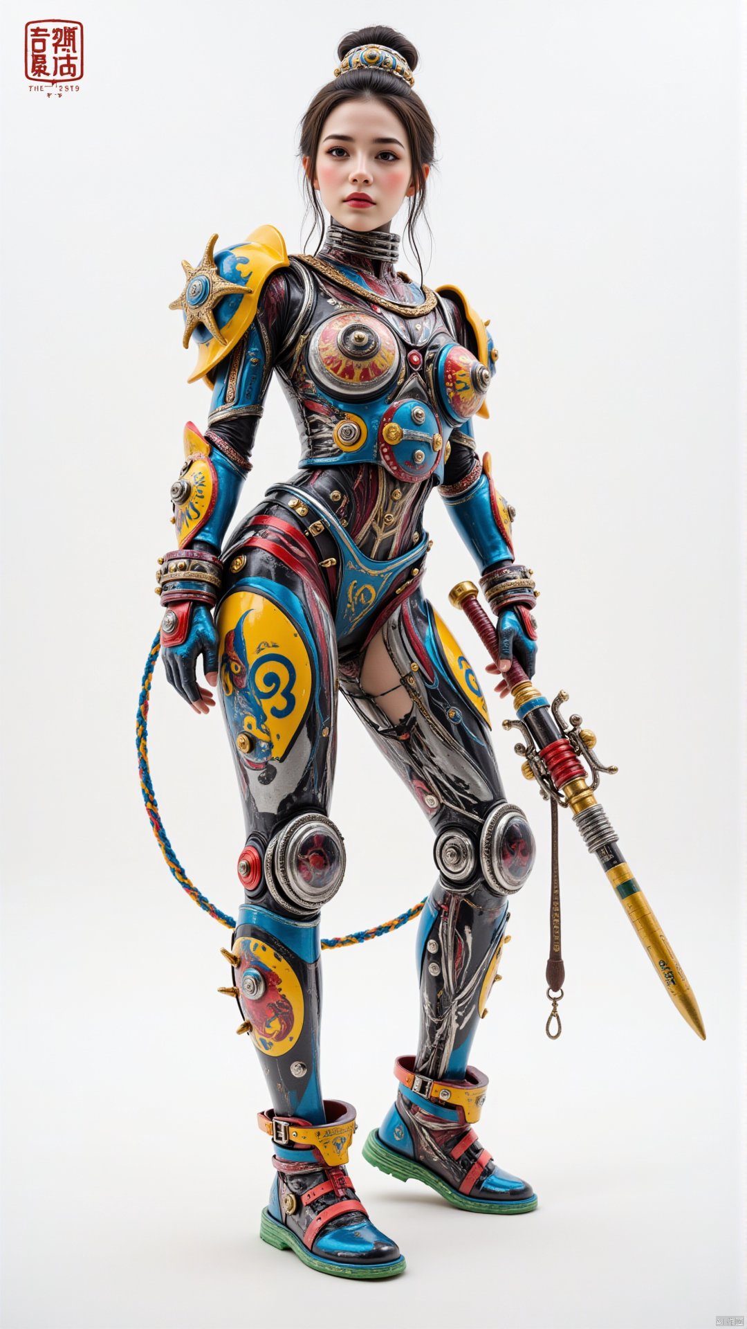 Character: Sophie Wilkins,  traditional Chinese door god,  holding a weapon and wearing colorful armor by getphat on Tenso...