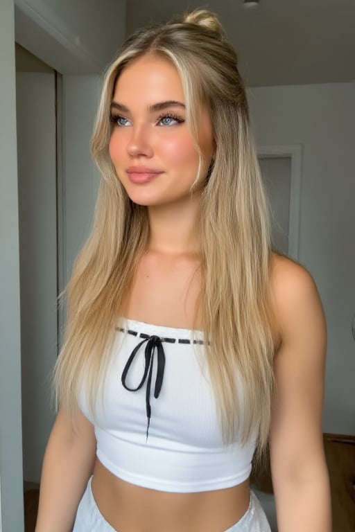 Beautiful fit woman,  athletic build with a healthy,  natural appearance Face close-up composition with the face and eyes...