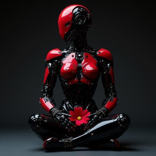 robot,  dark_,  red flower by Dark_Artificial on Tensor.Art
