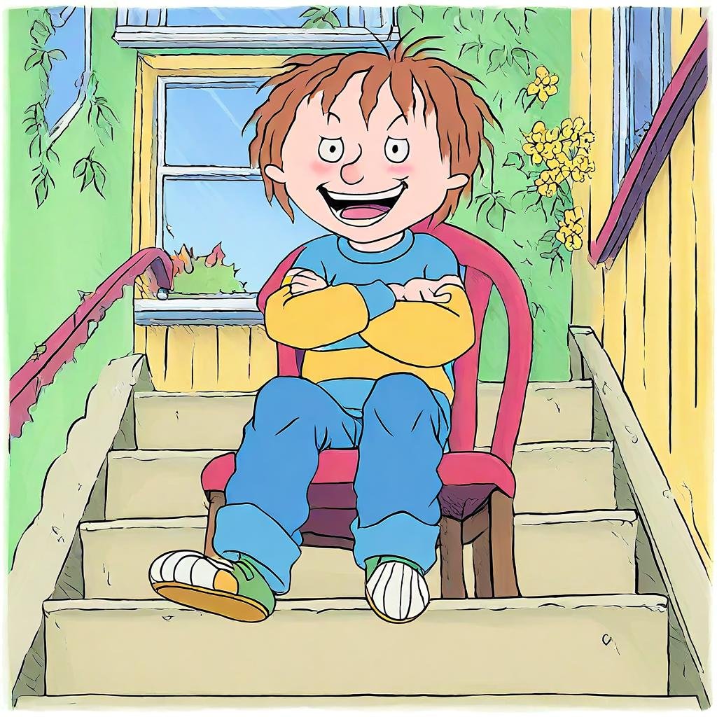 HorridHenry,  stairs,  open mouth by Wizardludas on Tensor.Art