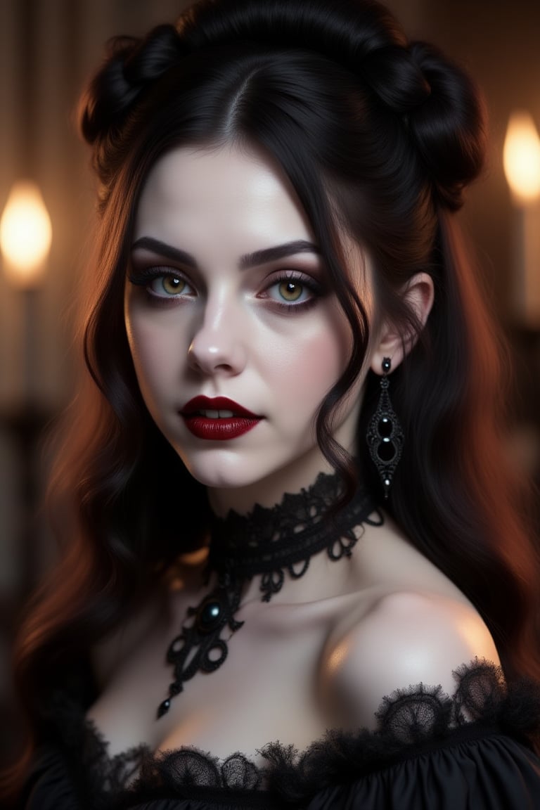 Photograph of a beautiful young woman Marissa,  interiors,  gothic dark fantasy by Ceci_AI on Tensor.Art