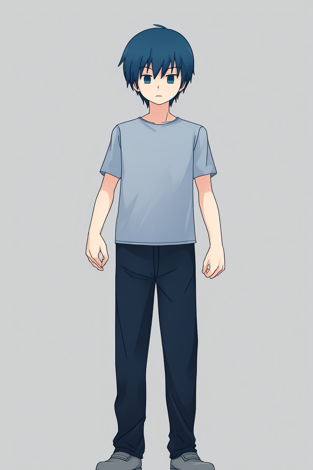 Anime 2D character sheet of a boy,  full-body front-facing pose,  wearing a casual shirt by Sasori Fanlatin on Tensor.Art