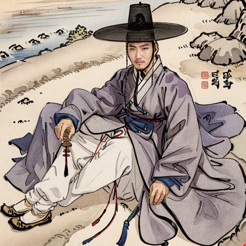 traditional media,  Pungsokhwa style,  Joseon dynasty by Hanneken0130 on Tensor.Art
