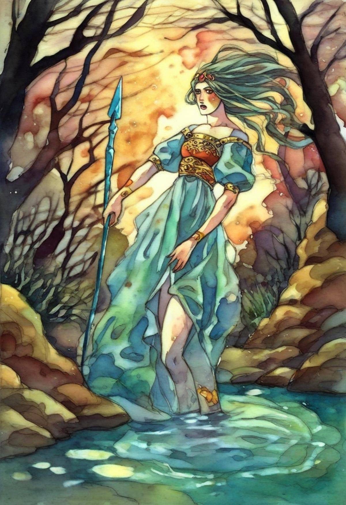 rebecca_style,  fantasy art in watercolor,  erotic by Kuritsutian on Tensor.Art