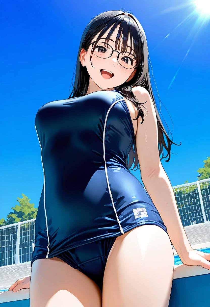 1girl,  glasses,  black hair by swingwings on Tensor.Art