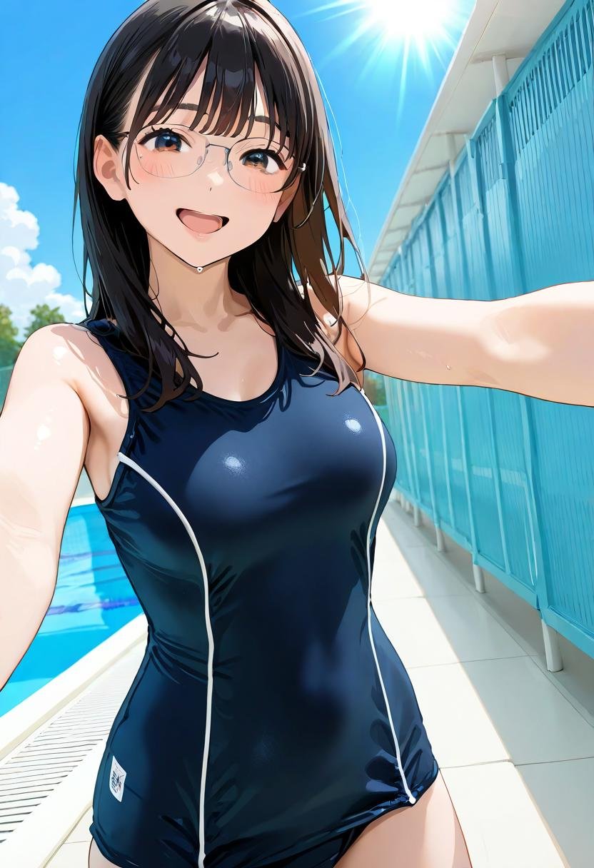 1girl,  glasses,  black hair by swingwings on Tensor.Art