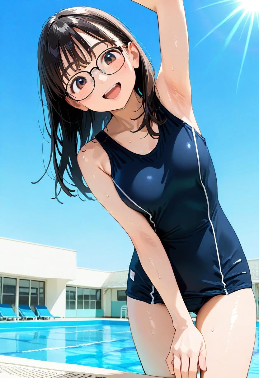 1girl,  glasses,  black hair by swingwings on Tensor.Art