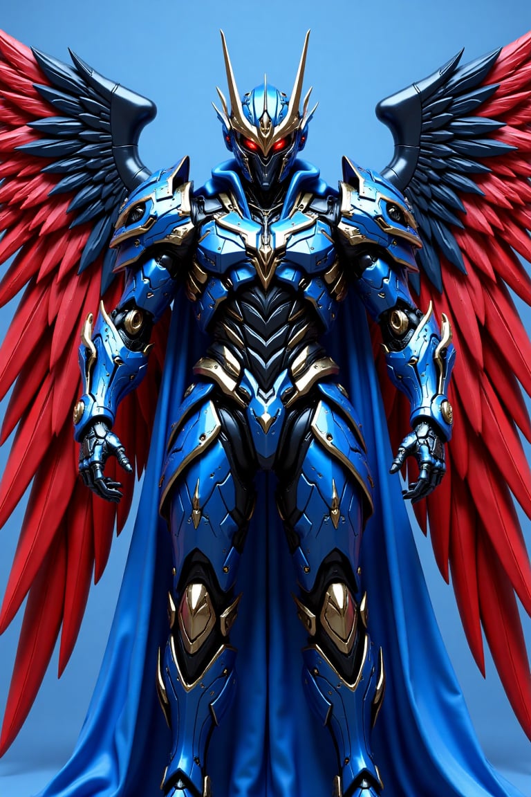 Wings,  blue armor,  solid background by Initial-D on Tensor.Art