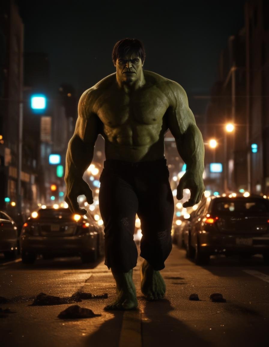 hulk,  a man walking through a city,  extremely detailed by BigHeadTF on Tensor.Art