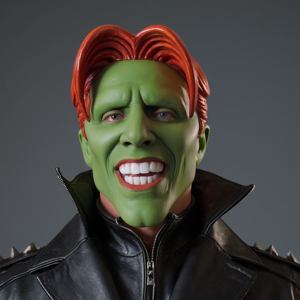 detailed high quality photo of a man with a (((green head))),  big teeth,  a large chin and red hair by BigHeadTF on Tenso...