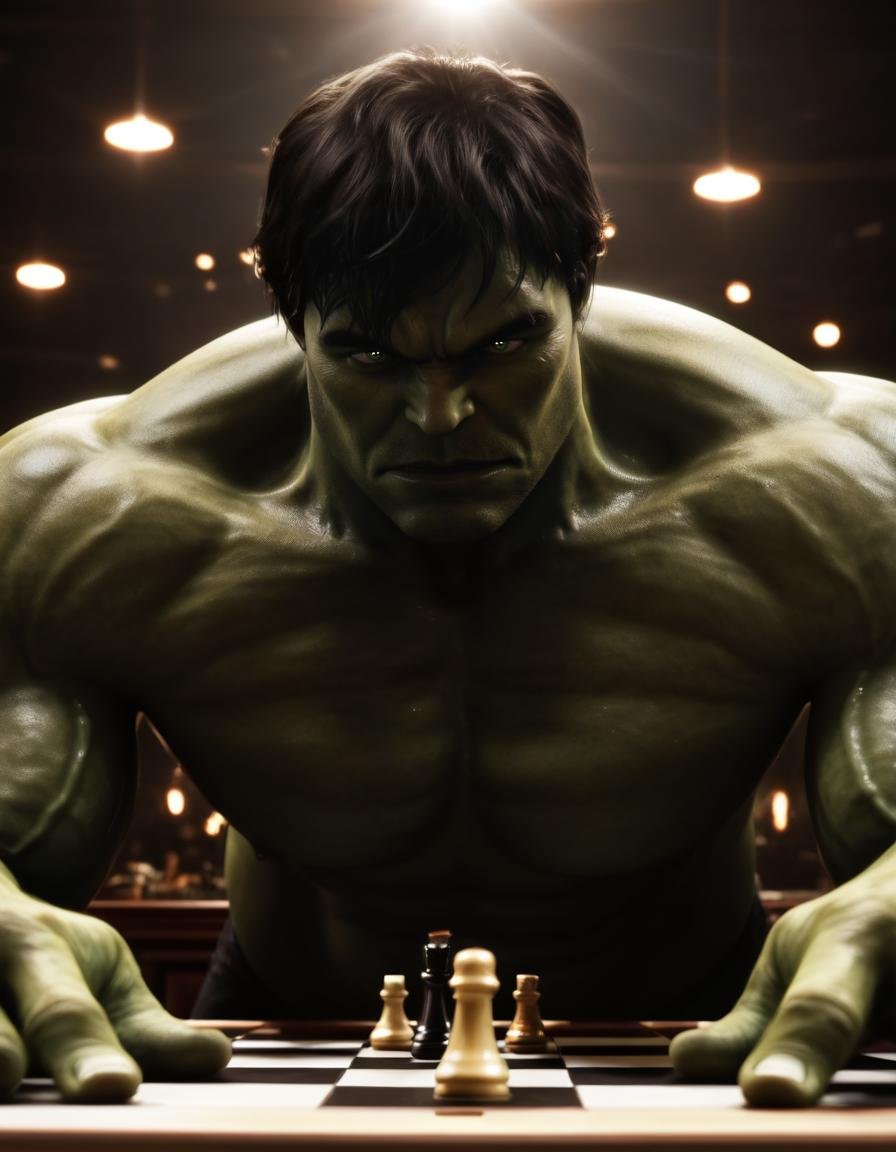 hulk,  man playing chess,  extremely detailed by BigHeadTF on Tensor.Art