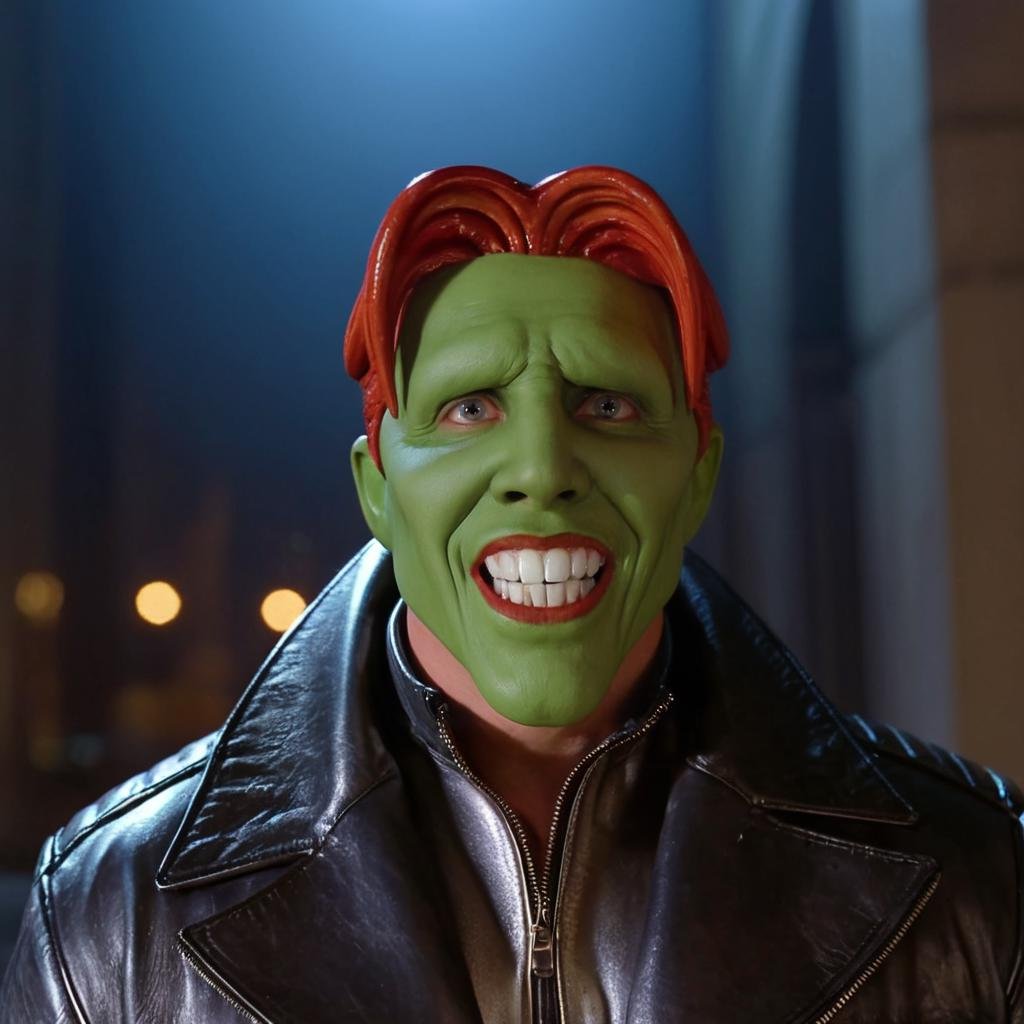 detailed high quality photo of a man with a (((green head))),  big teeth,  a large chin and red hair by BigHeadTF on Tenso...