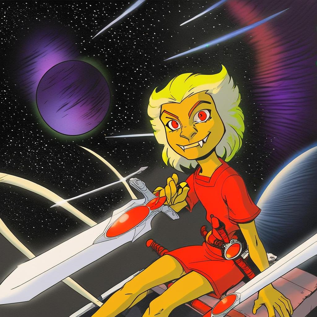 tree toned hair,  red eyes,  sitting by Wizardludas on Tensor.Art