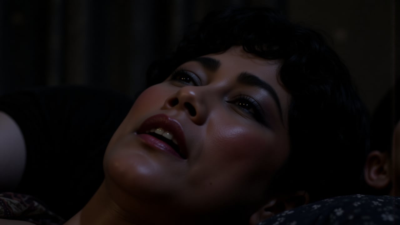 photo of a woman's face sleeping soundly,  the photo was taken when she was sleeping,  the focus of the photo was on her b...