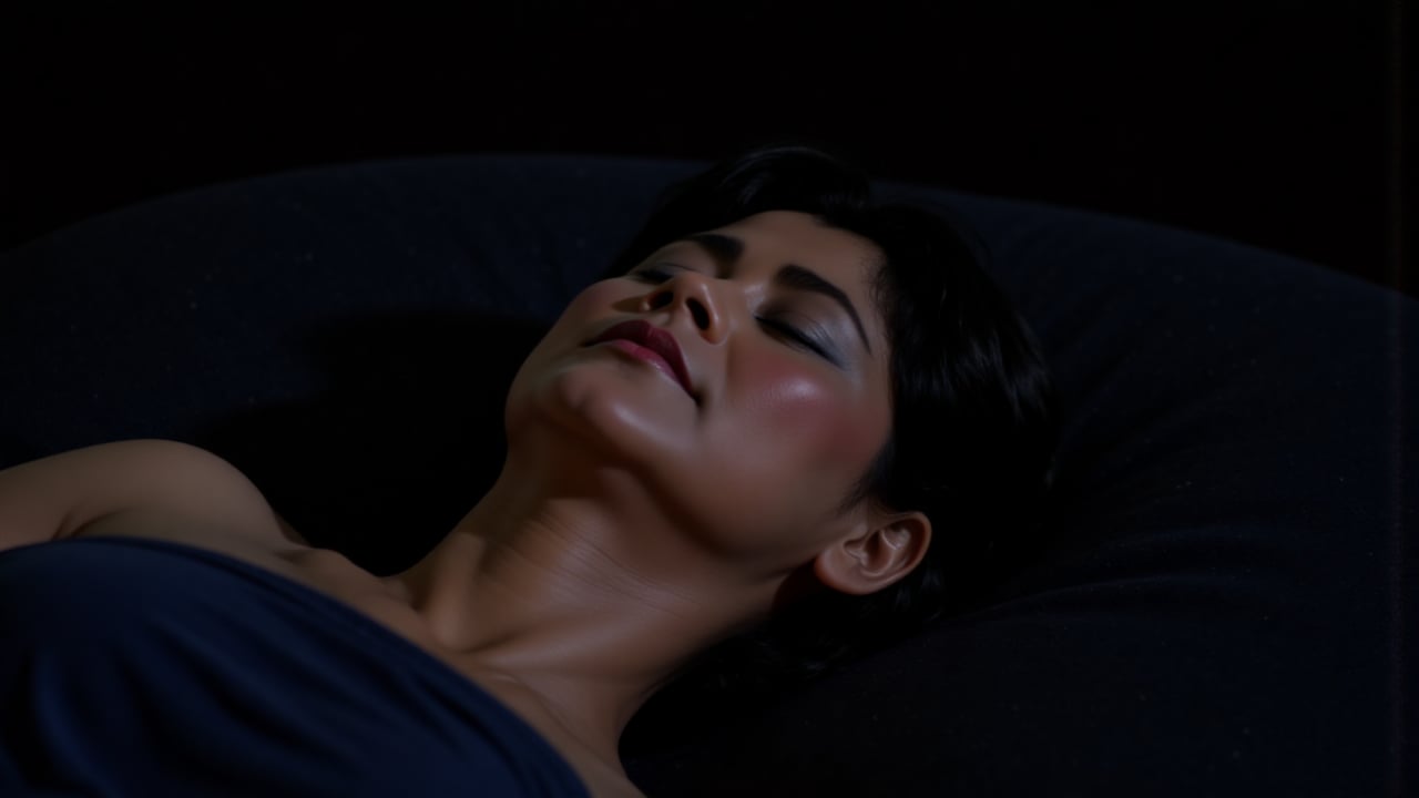 photo of a woman's face sleeping soundly,  the photo was taken when she was sleeping,  the focus of the photo was on her b...