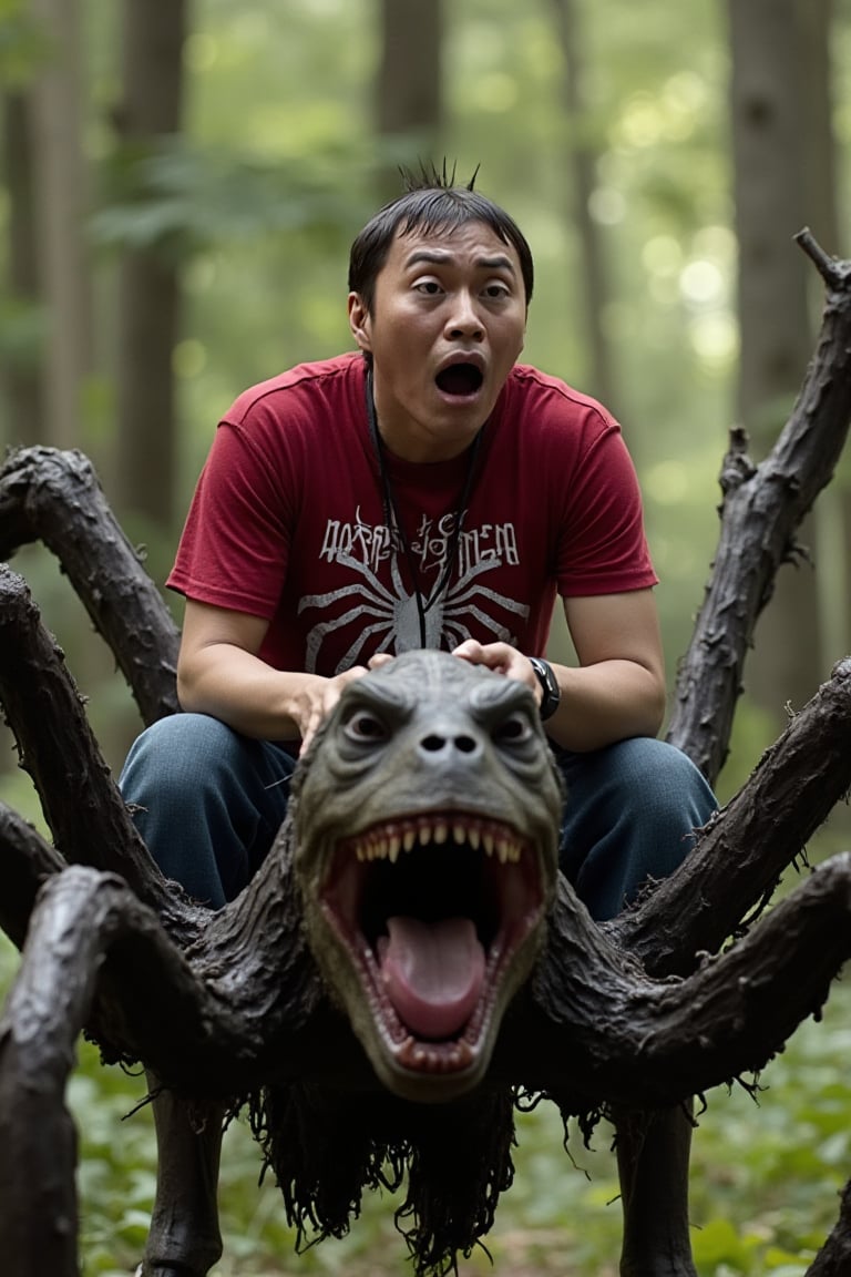 photograph of encep,  open mouth,  wearing spiderman tshirt without mask by amaterazu on Tensor.Art