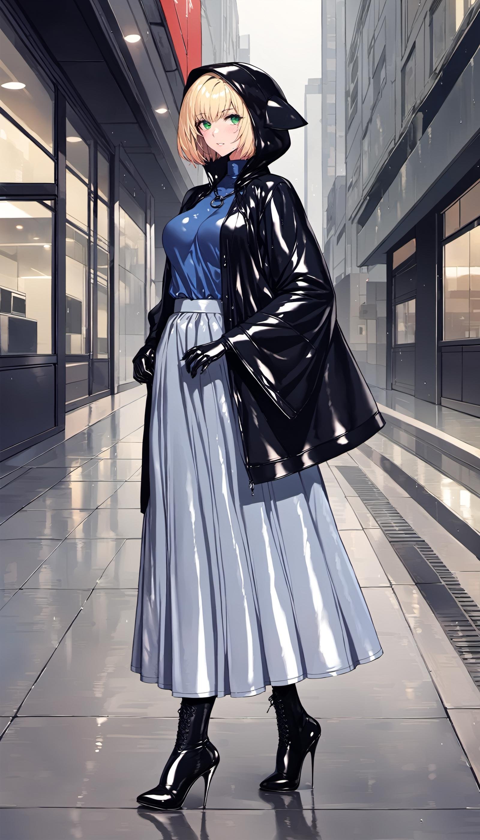 1girl,  latex raincoat, by From /dev/null on Tensor.Art