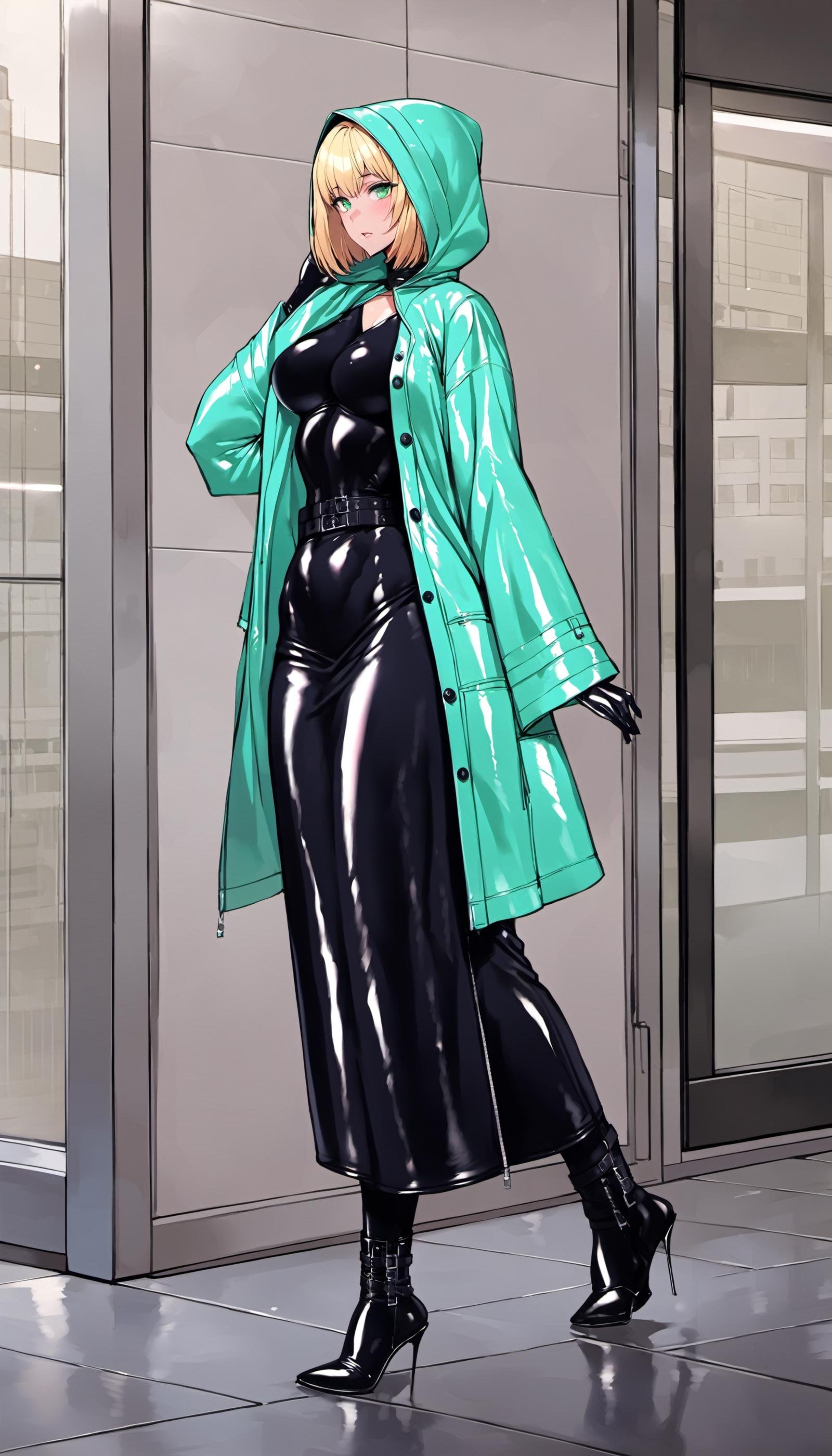 1girl,  latex raincoat, by From /dev/null on Tensor.Art