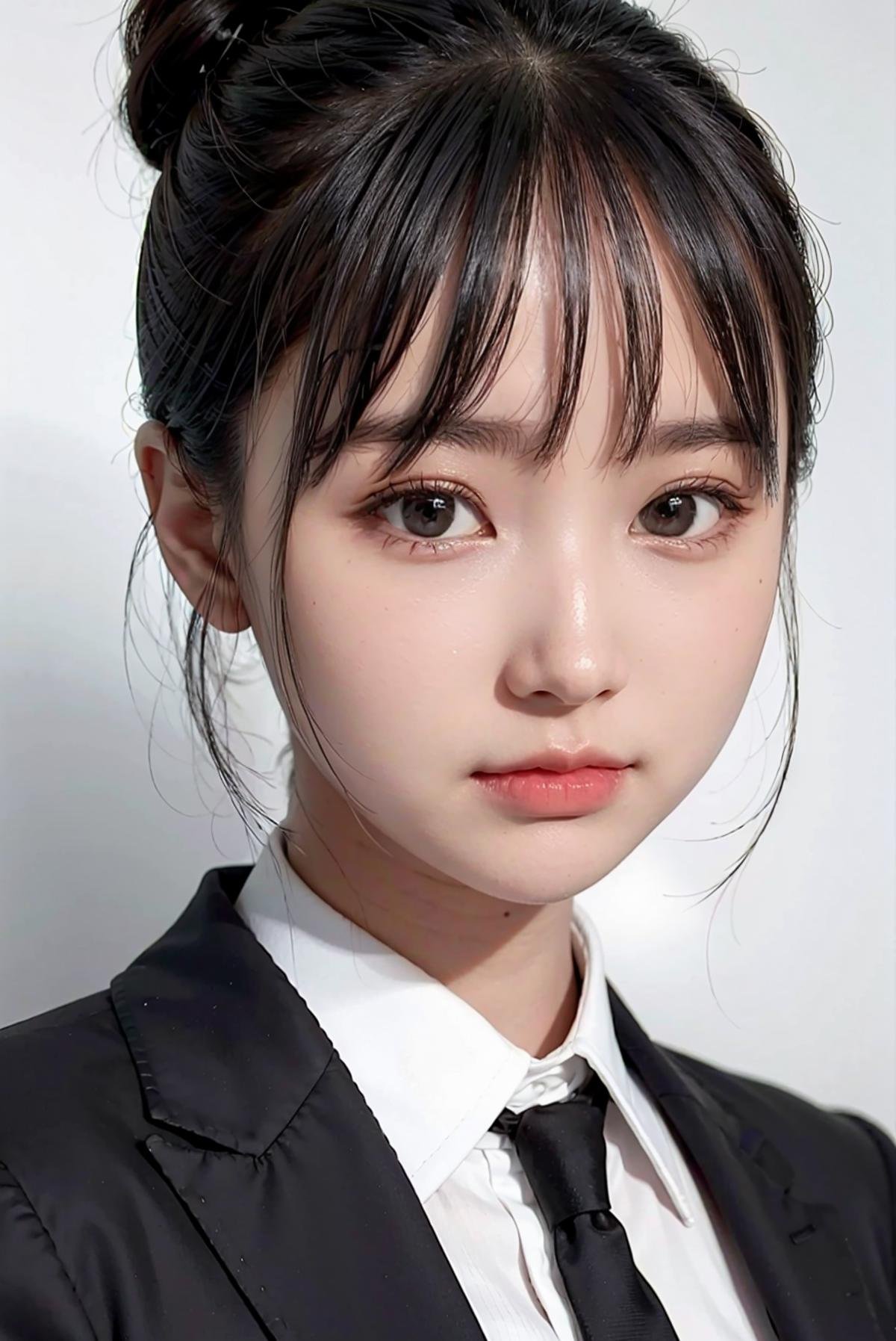 1girl,  black random formal attire,  white background by Steven_Rogers_TH on Tensor.Art