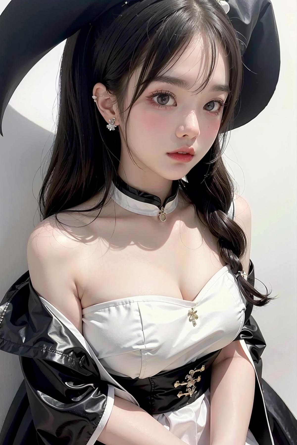 1girl,  black random formal attire,  white background by Steven_Rogers_TH on Tensor.Art