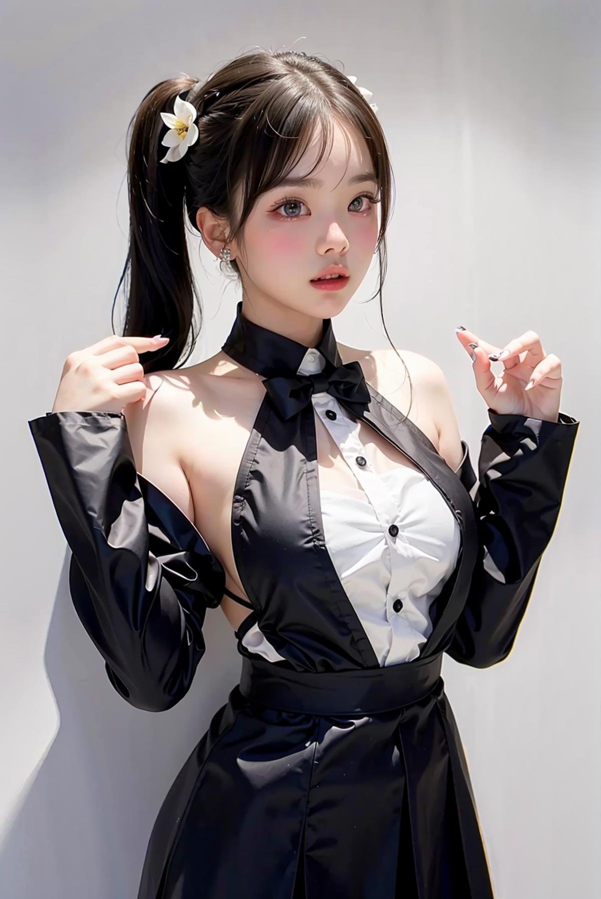 1girl,  black random formal attire,  white background by Steven_Rogers_TH on Tensor.Art