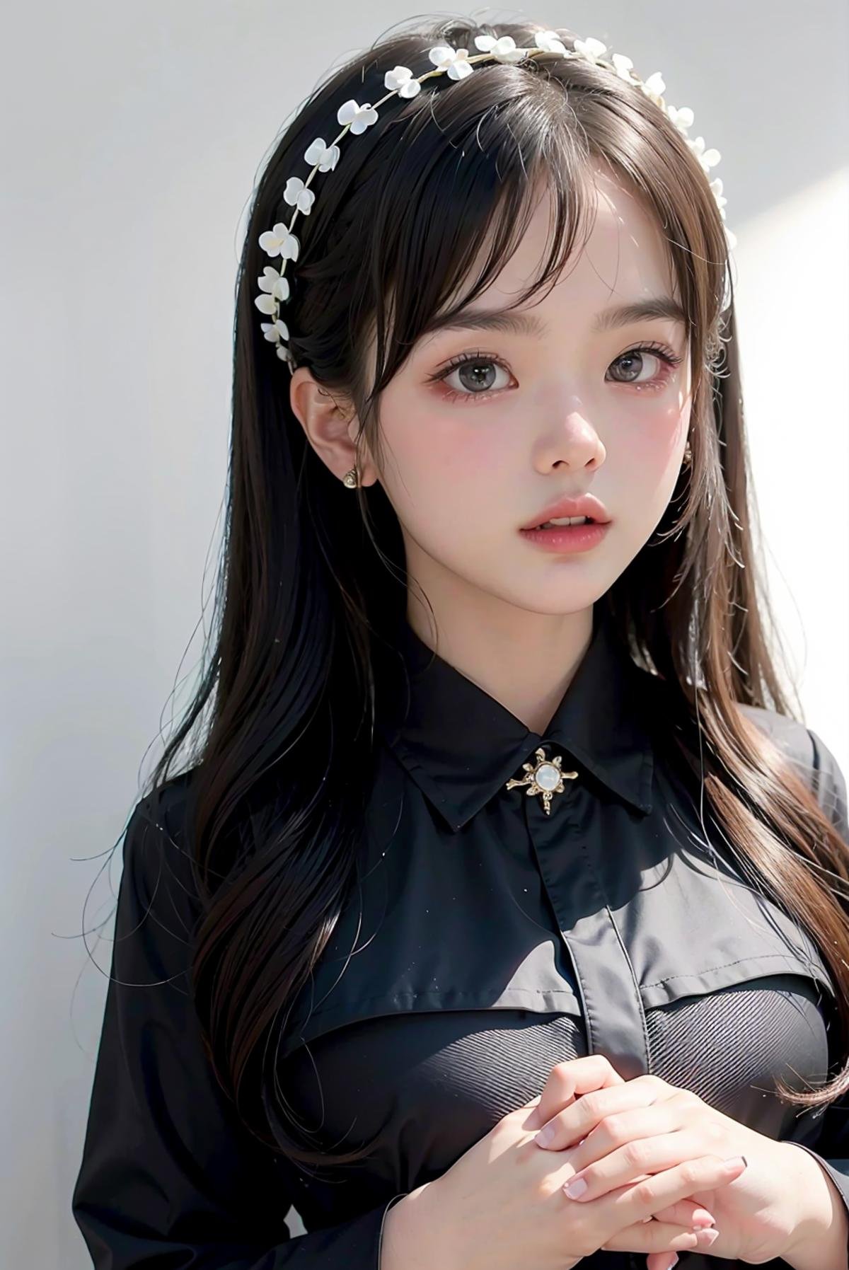 1girl,  black random formal attire,  white background by Steven_Rogers_TH on Tensor.Art