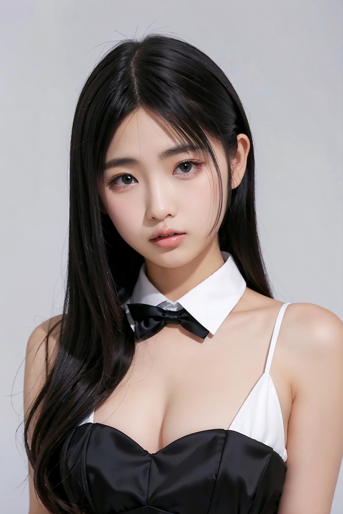 1girl,  black random formal attire,  white background by Steven_Rogers_TH on Tensor.Art
