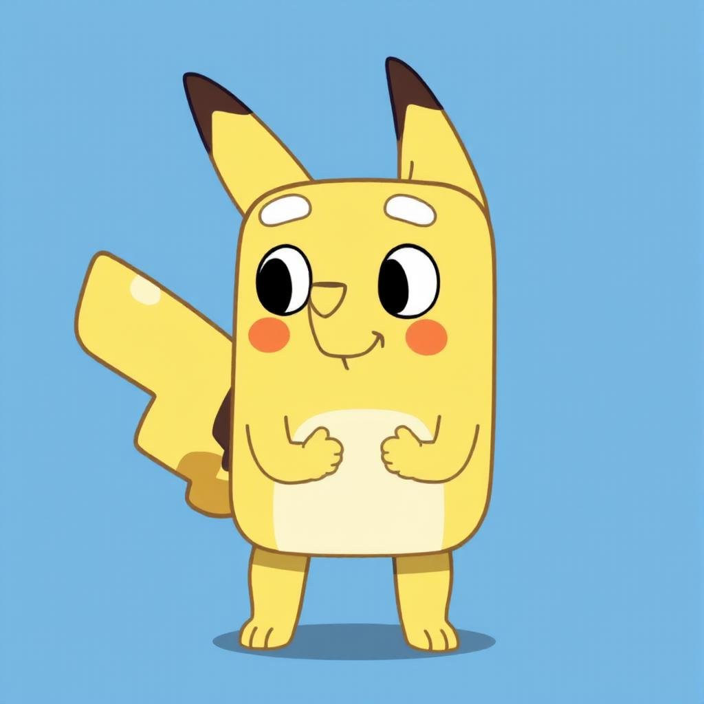 A yellow Pikachu in Bluey style by Touch Night on Tensor.Art