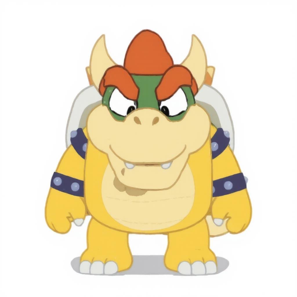 yellow Bowser with green face in Bluey style,  square cartoon body by Touch Night on Tensor.Art