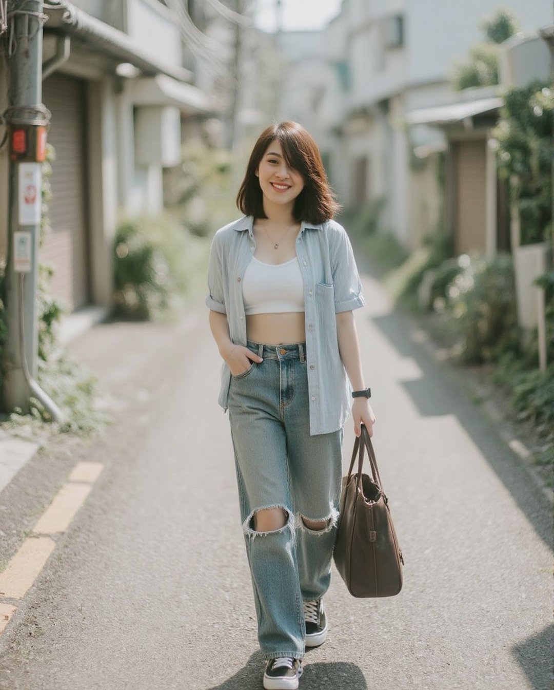 Create a realistic photoshoot scene using a Canon EOS 1D camera and a 50mm Canon RF lens set at f/1.4 aperture. Capture a...