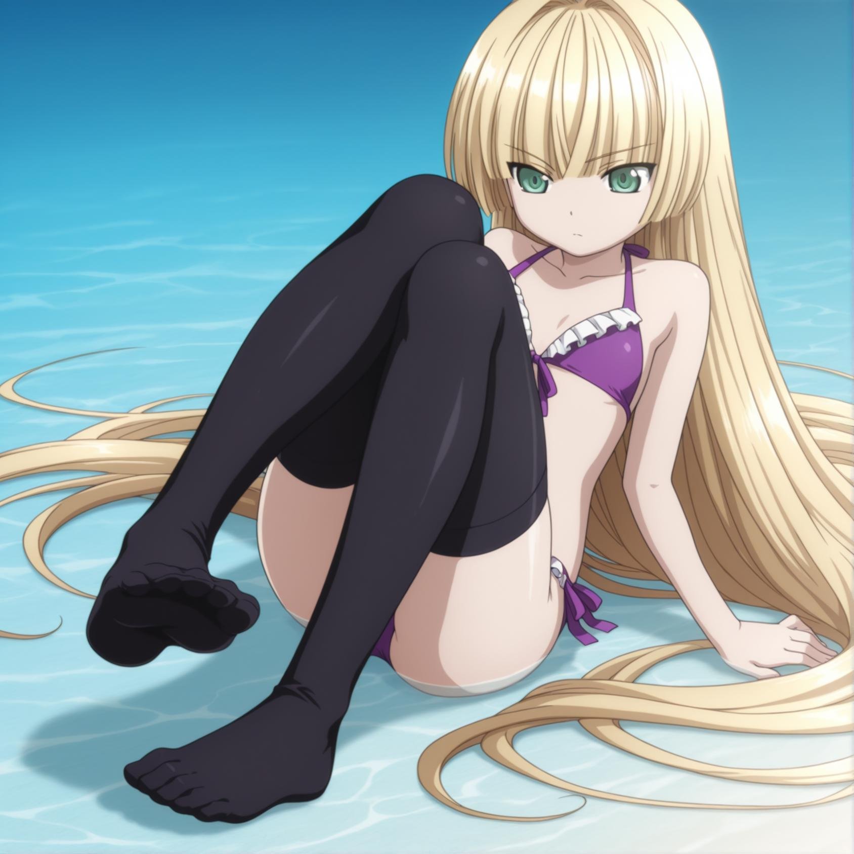 victoria,  green eyes,  thighhighs by fakerrak on Tensor.Art