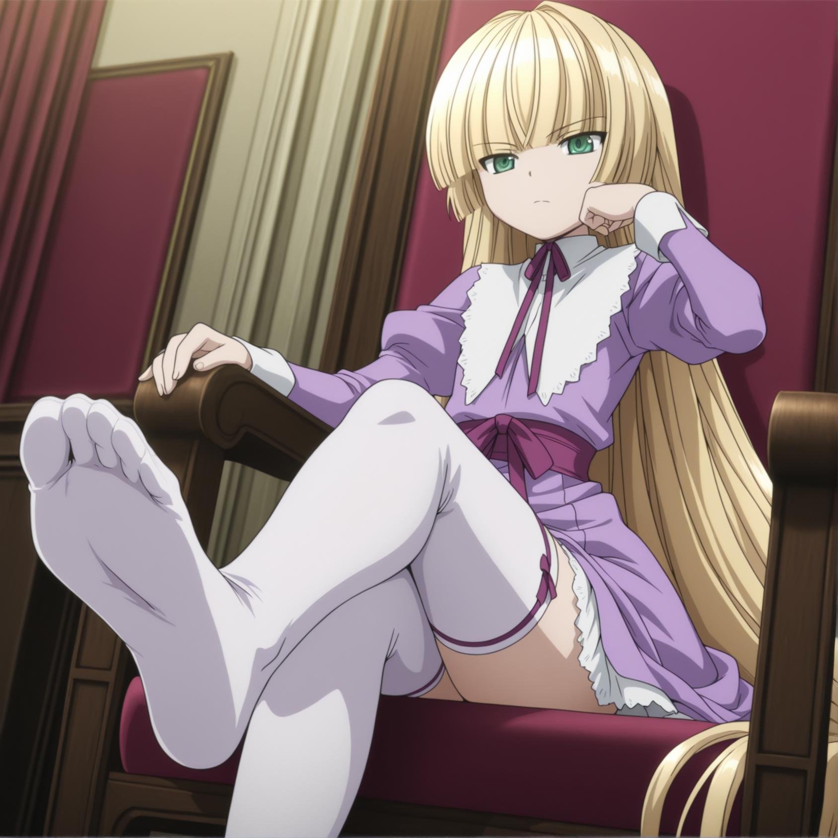 victoria,  green eyes,  thighhighs by fakerrak on Tensor.Art