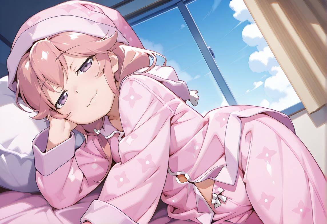 pinkjamas,  pink hair,  long_hair by BigGuss  on Tensor.Art
