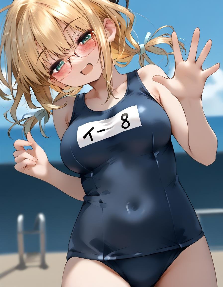 thumb up ,  hachi ,  school swimsuit by BigGuss  on Tensor.Art