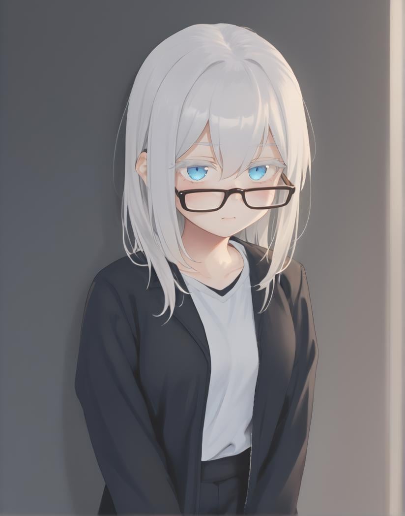 asutoracasual,  white hair,  mole under eye by BigGuss  on Tensor.Art