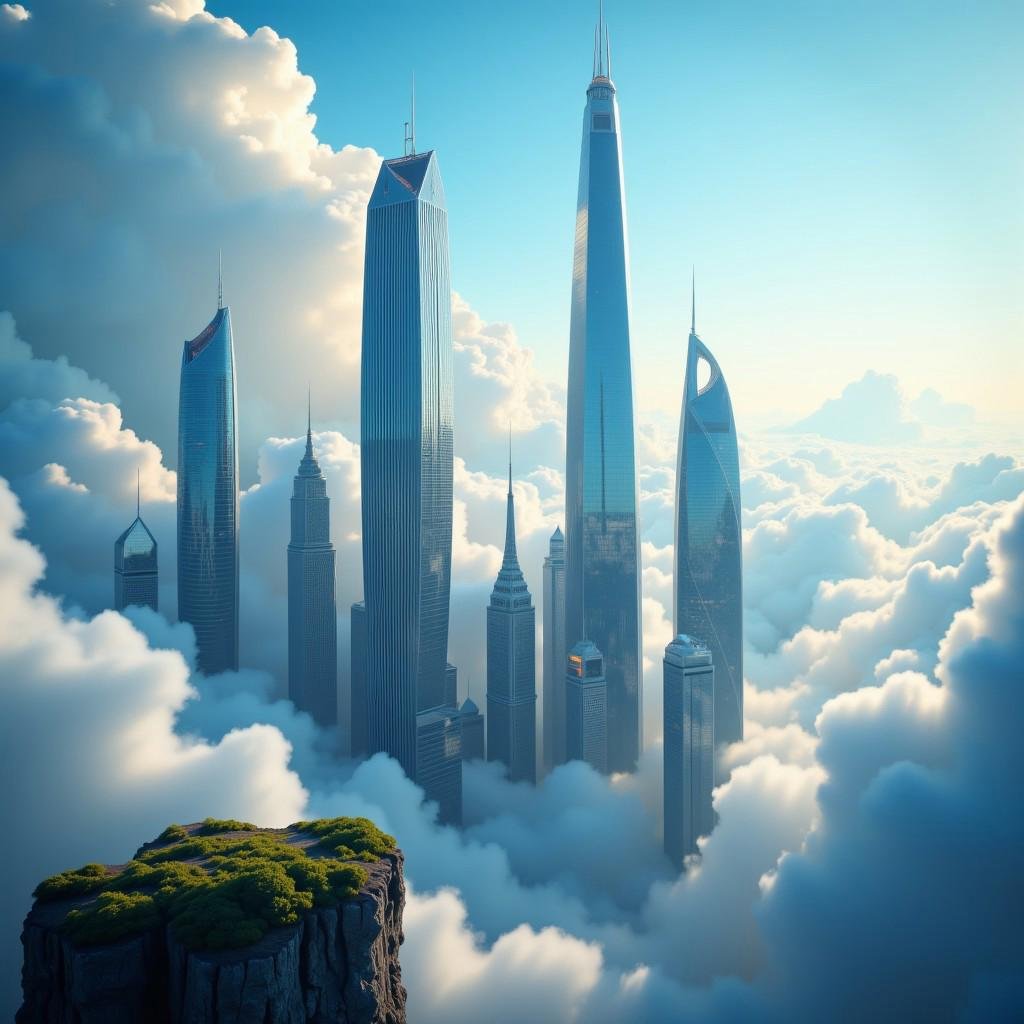 (RAW Photo),  masterpiece,  MODERN CITY IN THE SKY by XLAB_STUDIO on Tensor.Art