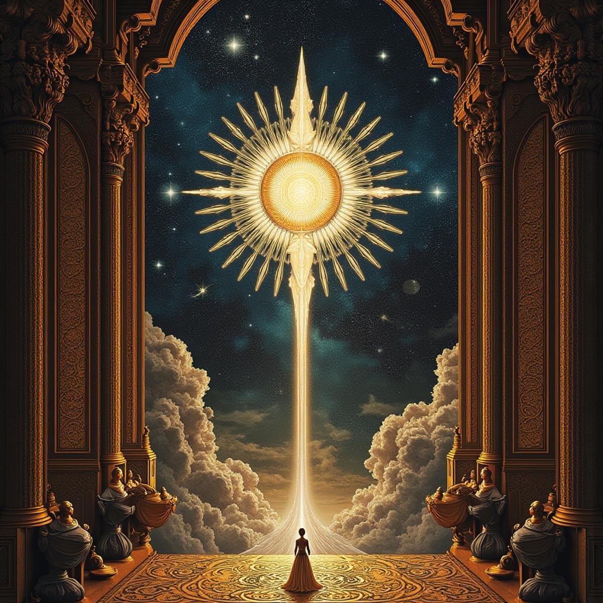Positive prompt:celestialdiagrams,  photograph,  2050s rococo indescribable fantasy megastructure beyond the end of the mu...