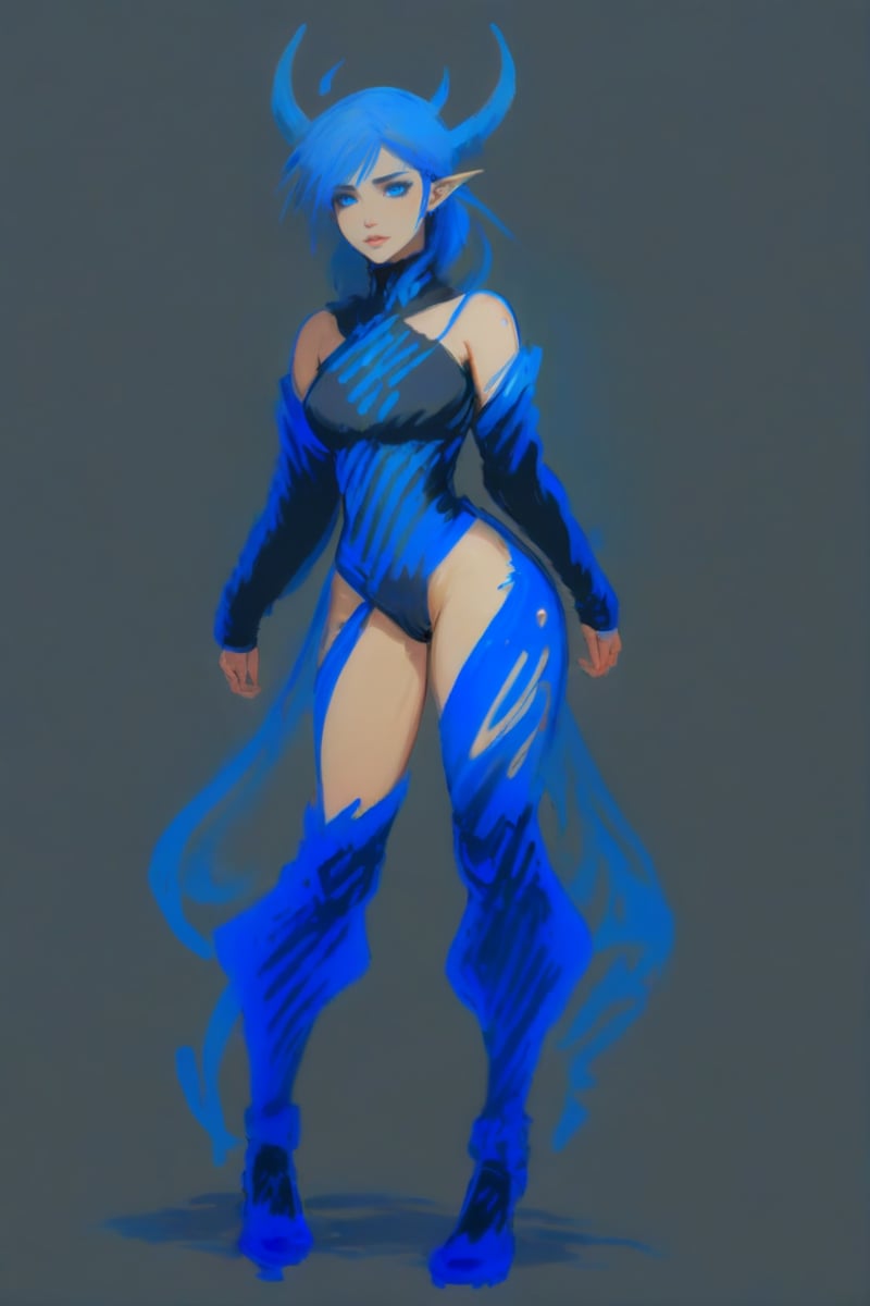 lineart,  blue oil pastel sketch on simple background,  anime style by _Envy_ on Tensor.Art