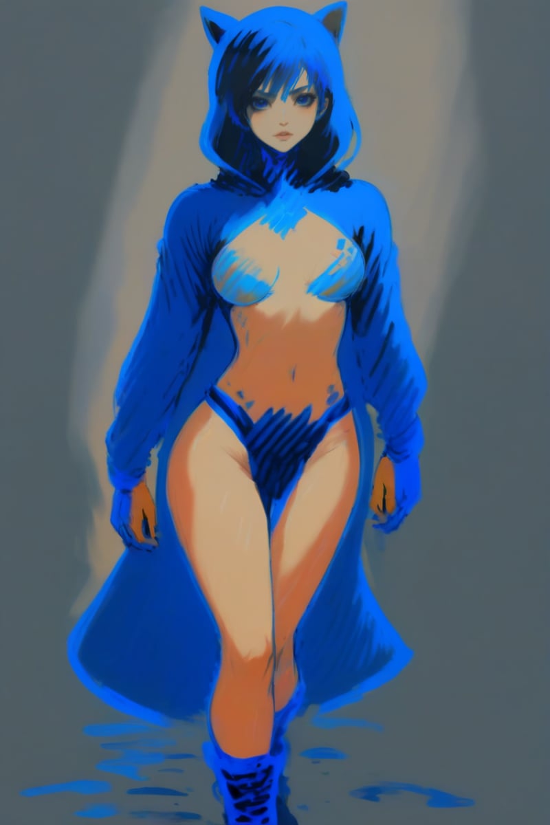 lineart,  blue oil pastel sketch on simple background,  anime style by _Envy_ on Tensor.Art