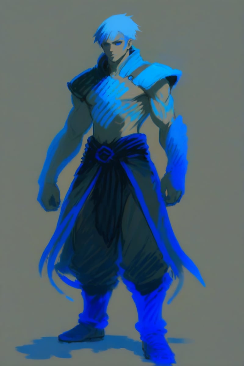 lineart,  blue oil pastel sketch on simple background,  anime style by _Envy_ on Tensor.Art