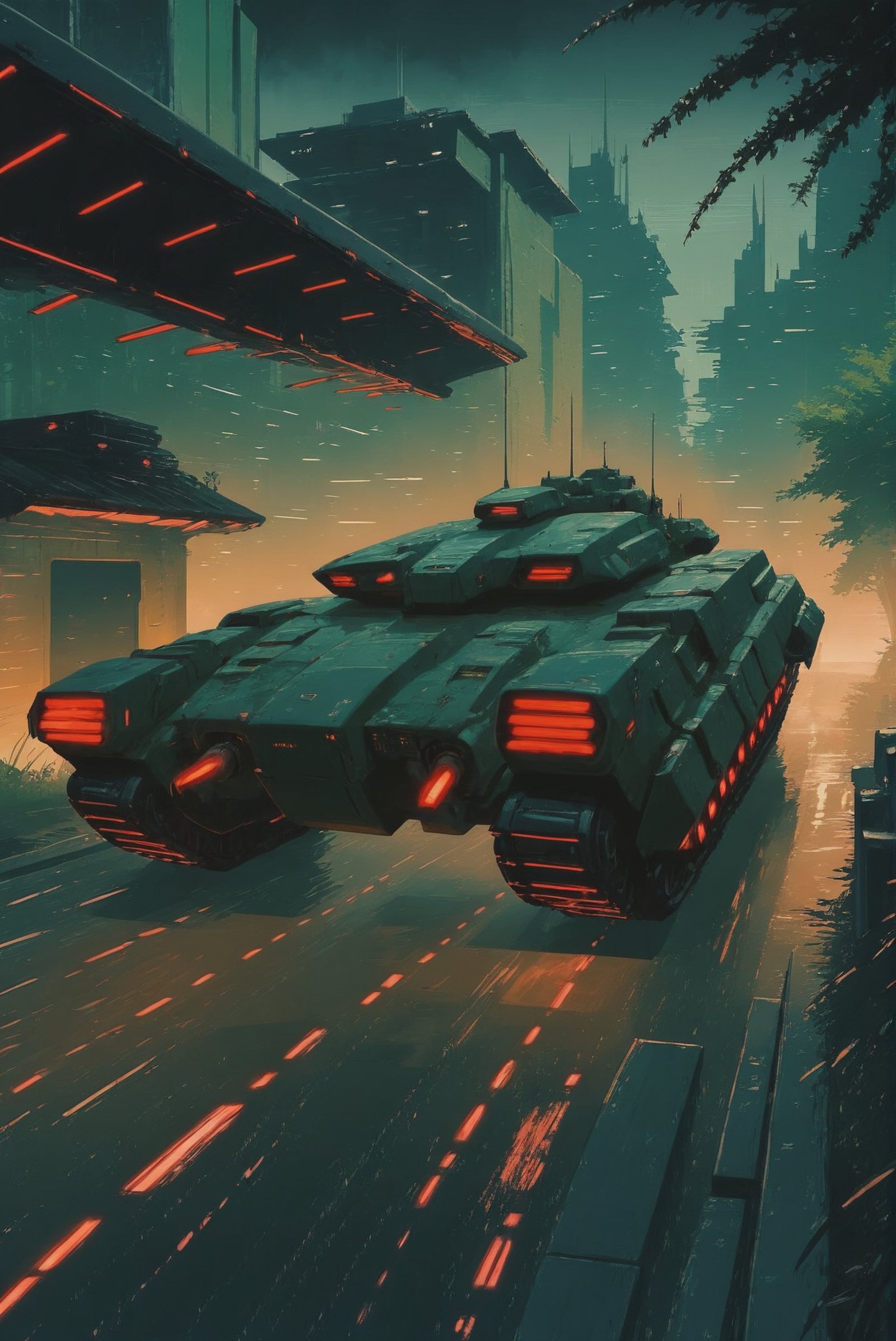 dynstopian cyberpunk,  A imposing,  armored by _Envy_ on Tensor.Art
