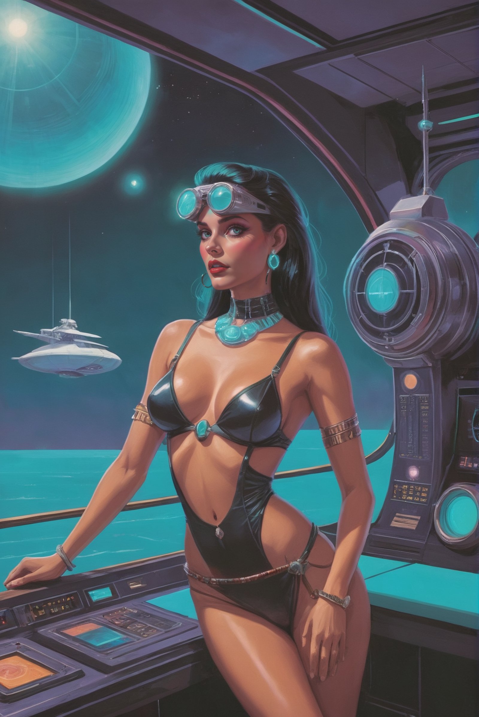 synthwave 1980s pulp scifi magazine cover,  A luxurious,  futuristic by _Envy_ on Tensor.Art