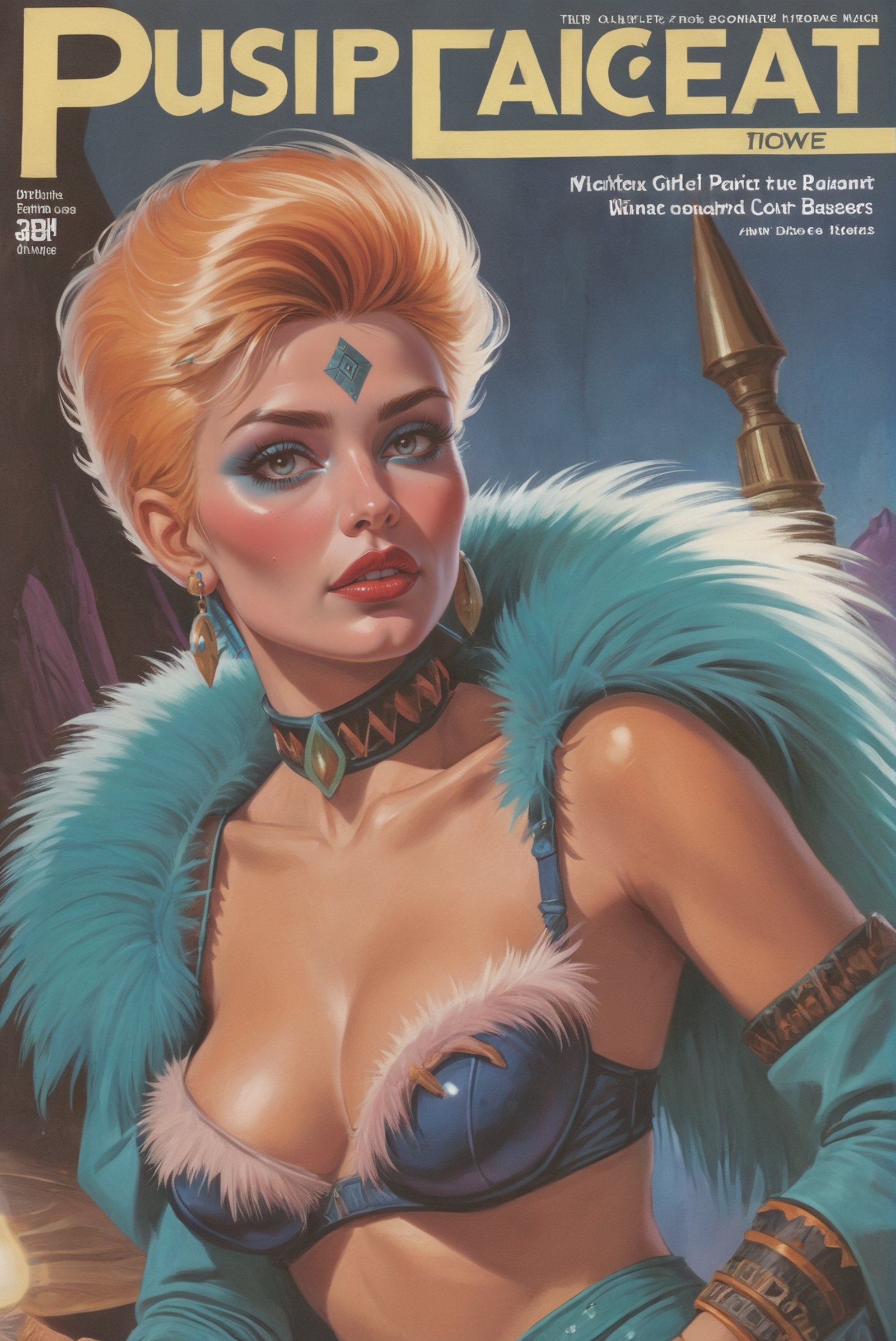 1980s pulp scifi magazine cover,  1girl,  woman by _Envy_ on Tensor.Art