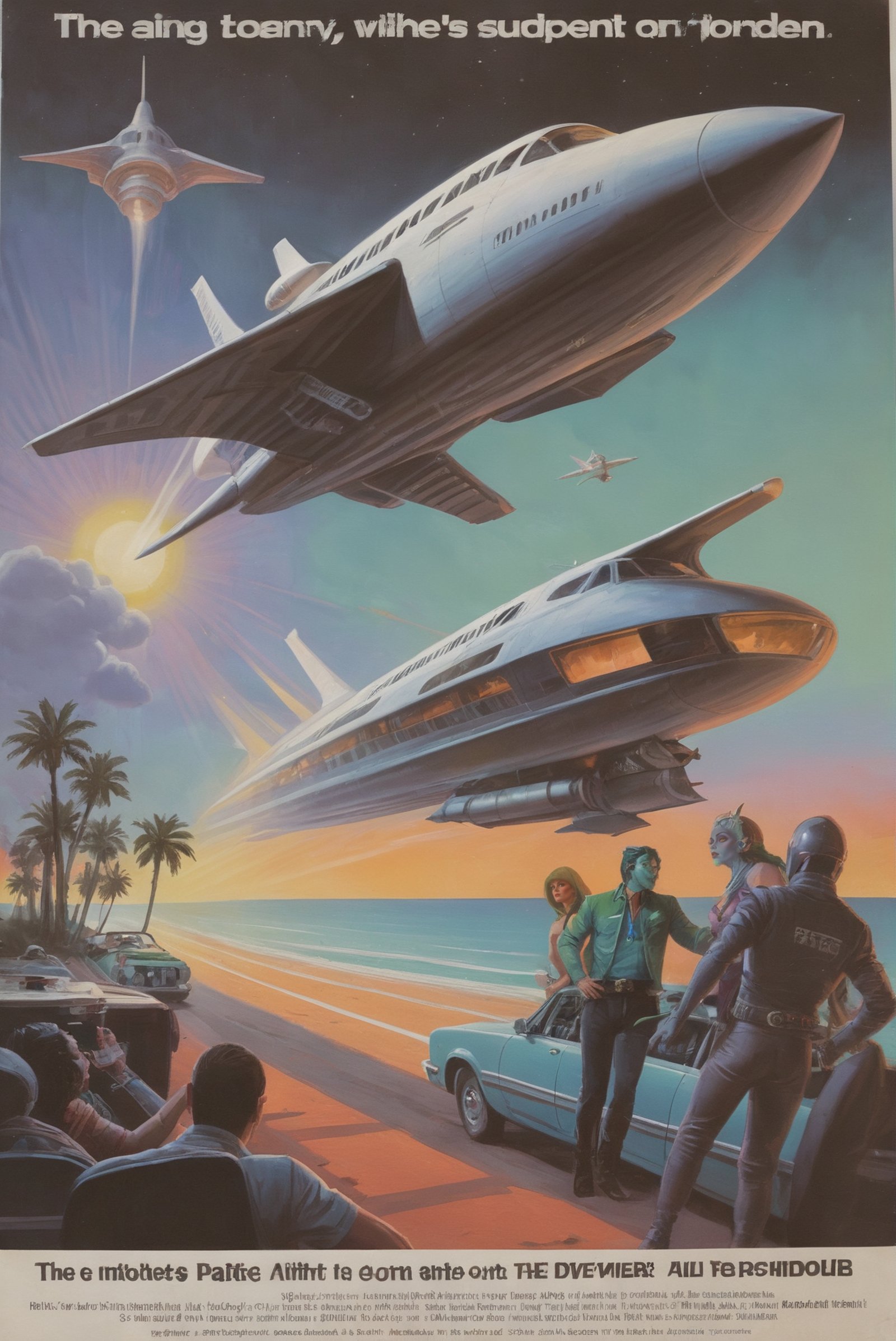 vintage 1980s pulp scifi poster,  A huge,  alien by _Envy_ on Tensor.Art