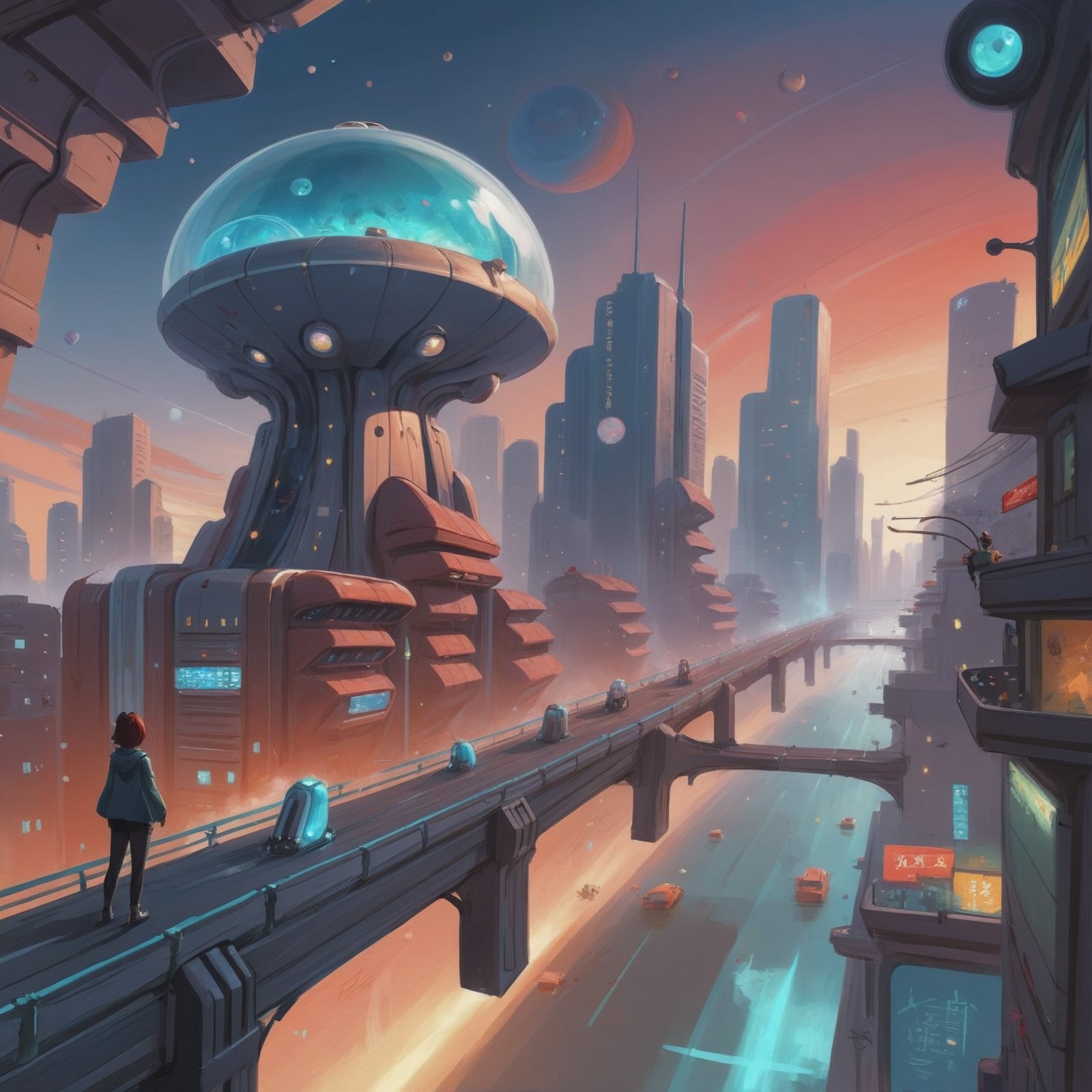 anime digital painting,  a whimsical,  amazing scifi megacity outside of the universe by _Envy_ on Tensor.Art
