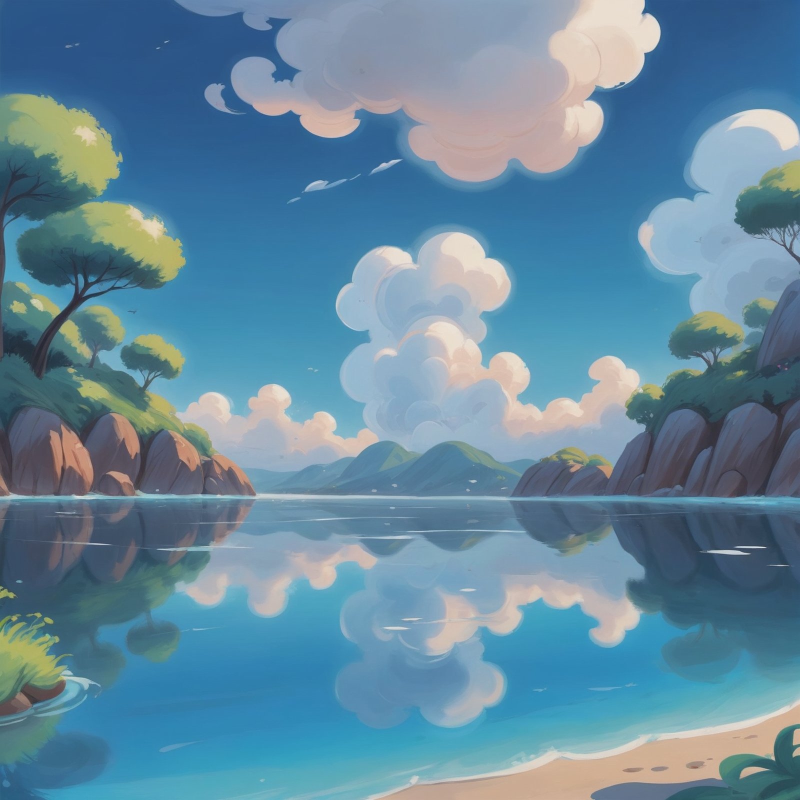 anime fine art digital painting,  noon,  blue sky by _Envy_ on Tensor.Art